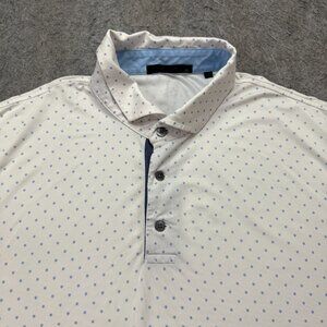 Greyson Polo Shirt Men XL White Blue Geometric Stretch Performance Golf 52"x34"
